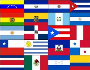 Flags of many Spanish-speaking countries