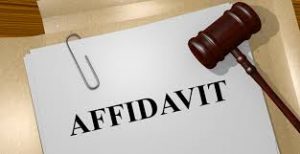 An affidavit sitting under a gavel for c