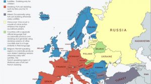 A map of Europe with different preferences highlighted for how to consume foreign language media
