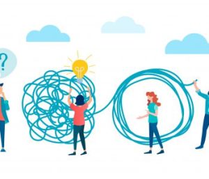An illustration of untangling a big, confusing knot