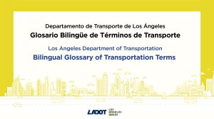 The cover of a bilingual glossary from the Los Angeles Department of Transportation
