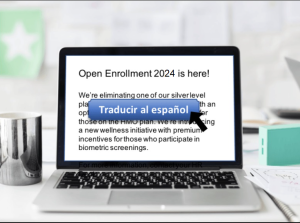computer screen showing open enrollment translation