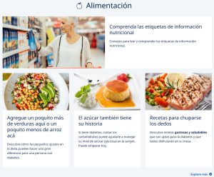 The "Eating" section of Novo Nordisk's Spanish-language NovoCare site