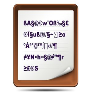 A clipboard with a piece of paper displaying corrupted symbols and text