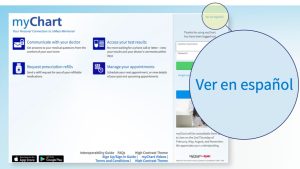 A screenshot from myChart zoomed in on a link that says "Ver en español"